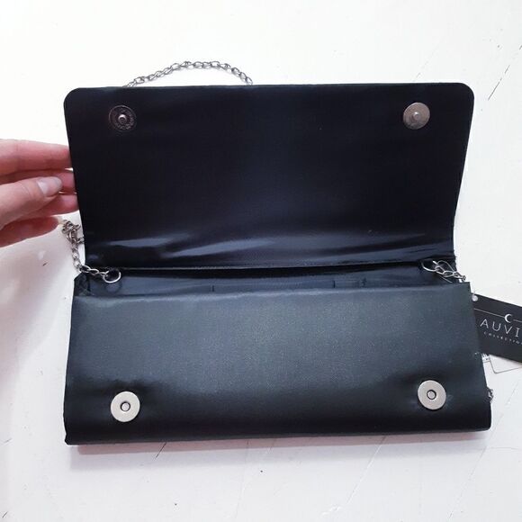 NWT Lauvier Single Rose Embroidered Satin Handbag - Picture 6 of 12